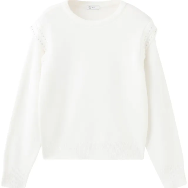 Mango TEEN gebreide trui met ruches - naturel wit