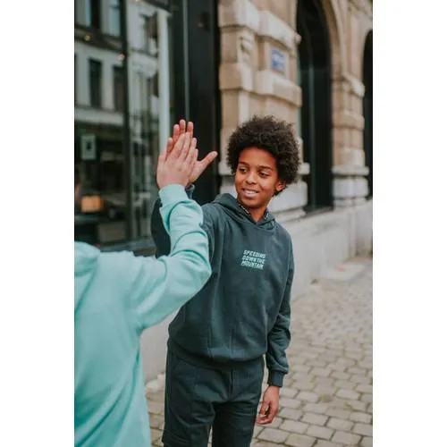 No Way Monday oversized hoodie met tekst - donkergrijs/lichtblauw, foto 3