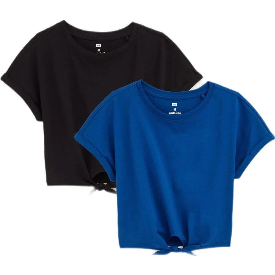 WE Fashion t-shirt met knoopdetail zwart, foto 2