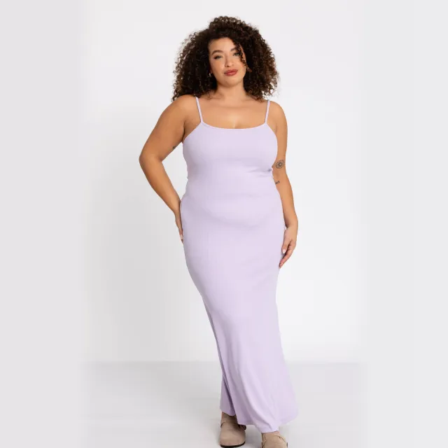 Yoek Lounge bodycon maxi jurk lila