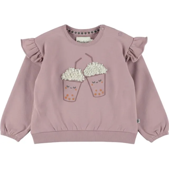 Dirkje oversized sweater met ruches - paars