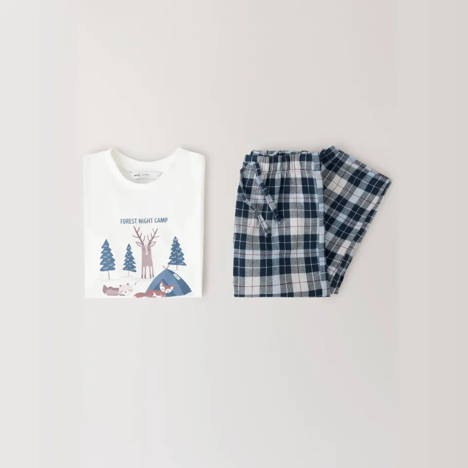 Mango Kids geruite pyjama donkerblauw, foto 3