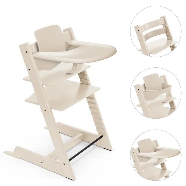 Stokke Tripp Trapp bundel kinderstoel met babyset en tafelblad wit