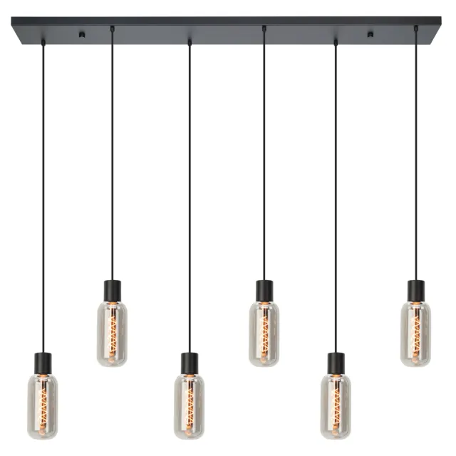 EGLO Majone Hanglamp - E27 - 138 cm - Zwart|Grijs - Smoke Glas - Rookglas Zwart;Grijs;