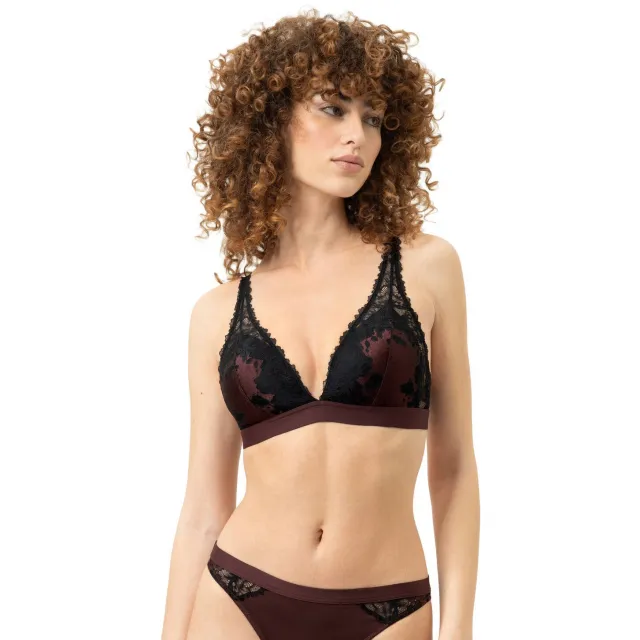 Mey Poetry Dream bralette zonder beugel donkerbruin/zwart