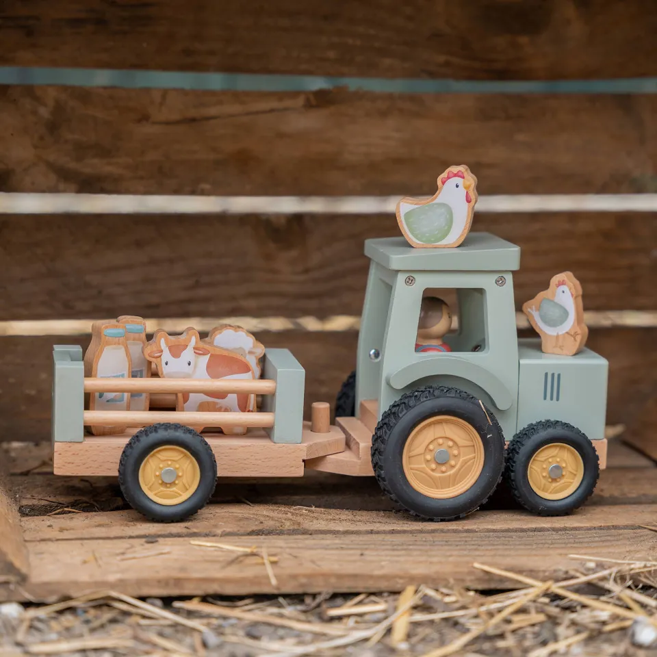 Little Dutch Little Farm tractor met trailer groen, foto 4