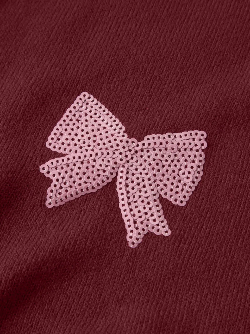 NAME IT KIDS rechtvallende gebreide trui met print en pailletten - rood/roze, foto 5