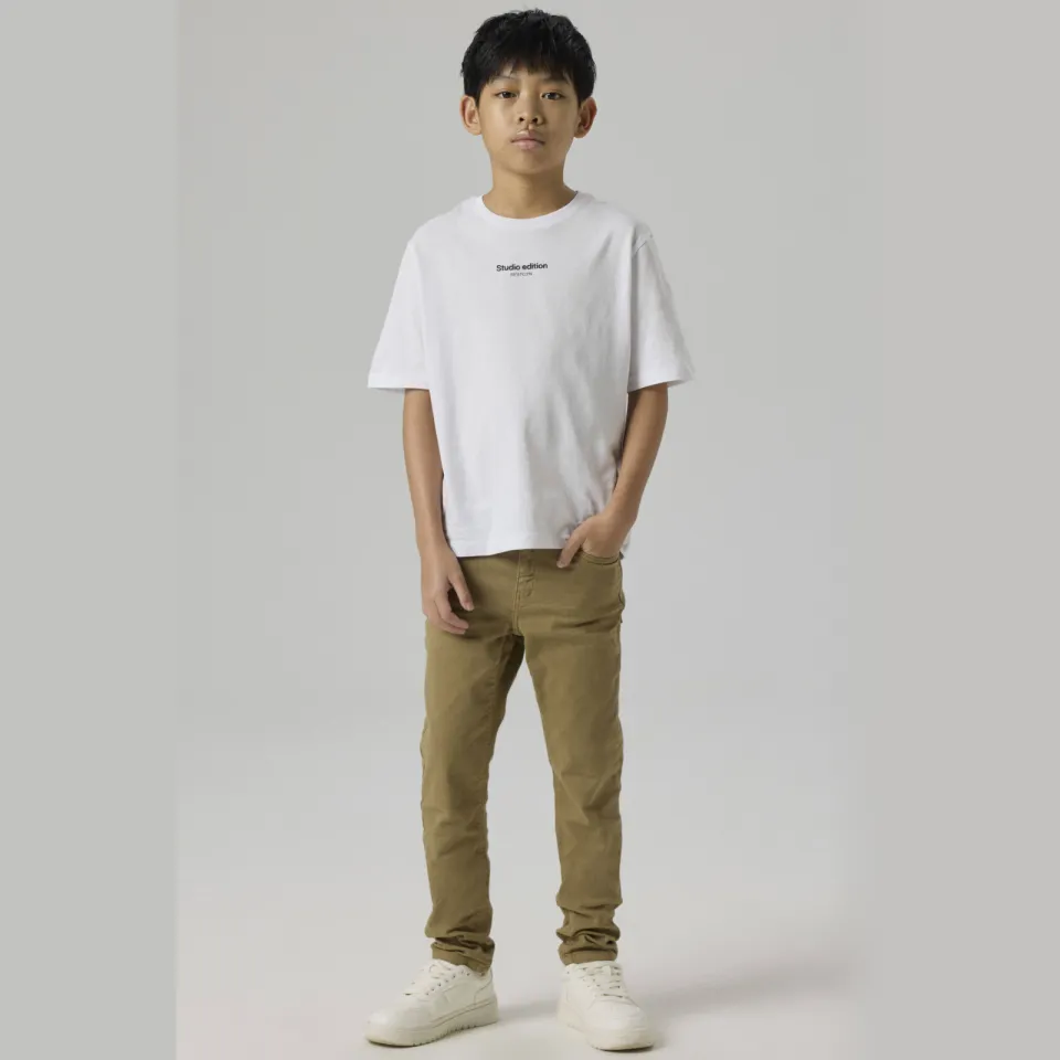 NAME IT NKMTHEO slim fit broek olijfgroen Kelp