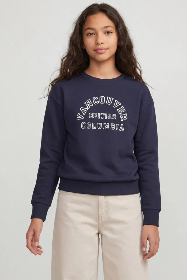 JJXX GIRL sweater met tekst - donkerblauw