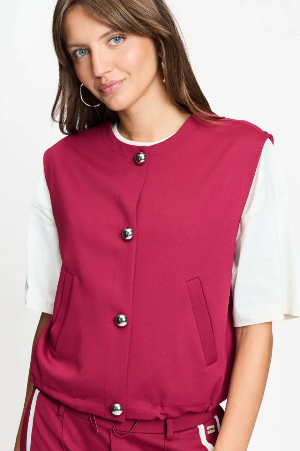 POM Amsterdam gilet - donkerrood, foto 2