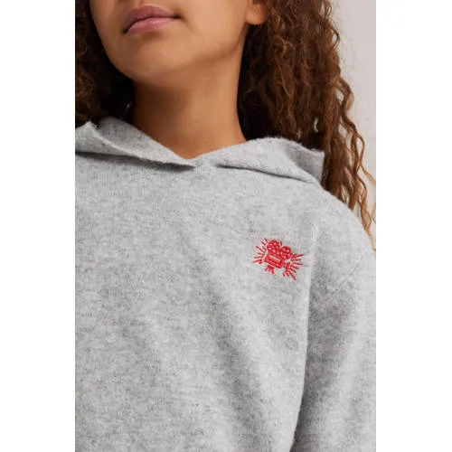 WE Fashion gebreide trui met borduursels en wol - grijs, foto 4