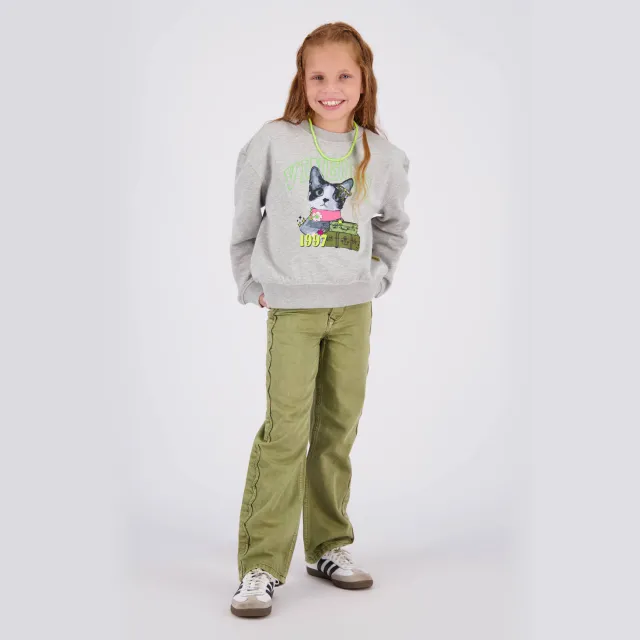 Vingino sweater met print - grijs Grijs melange