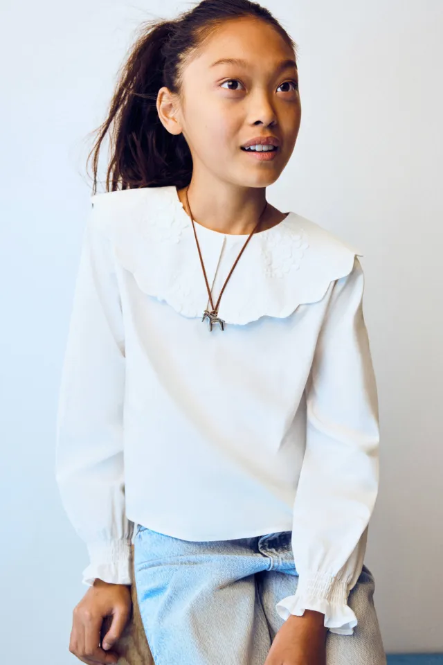 Mango blousetop met Peter Pan-kraag wit