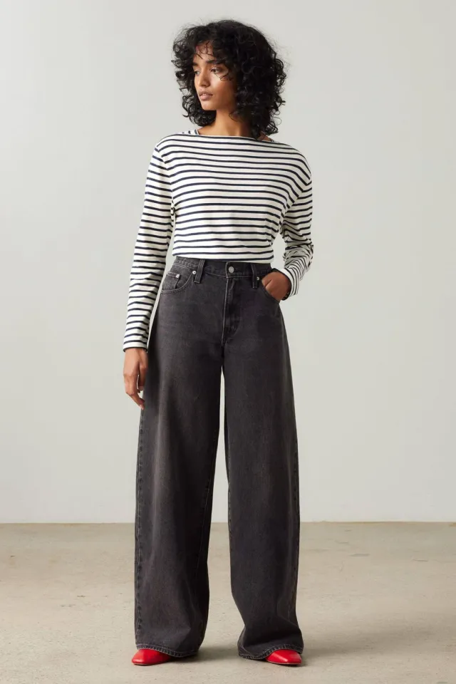 Levi's XL STRAIGHT high waist wide leg jeans Black denim