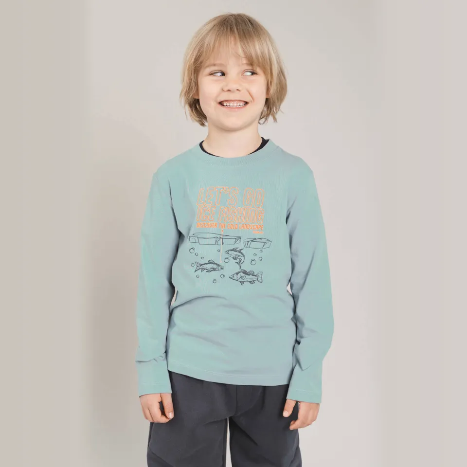 TYGO & vito jersey rechtvallende longsleeve met print lichtblauw, foto 4
