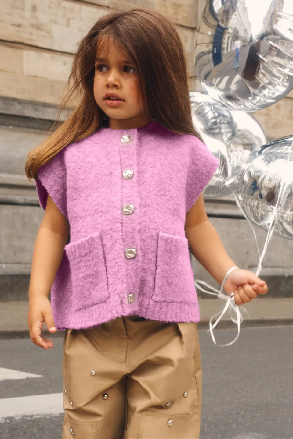 Shoeby tweed gilet met wol - roze, foto 6