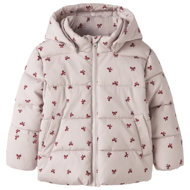 NAME IT MINI winterjas roze met print Roze/rood