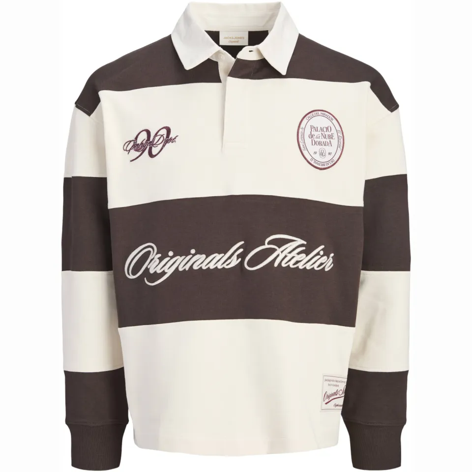 Jack & Jones JUNIOR gestreepte sweater met tekst - bruin/ecru, foto 3