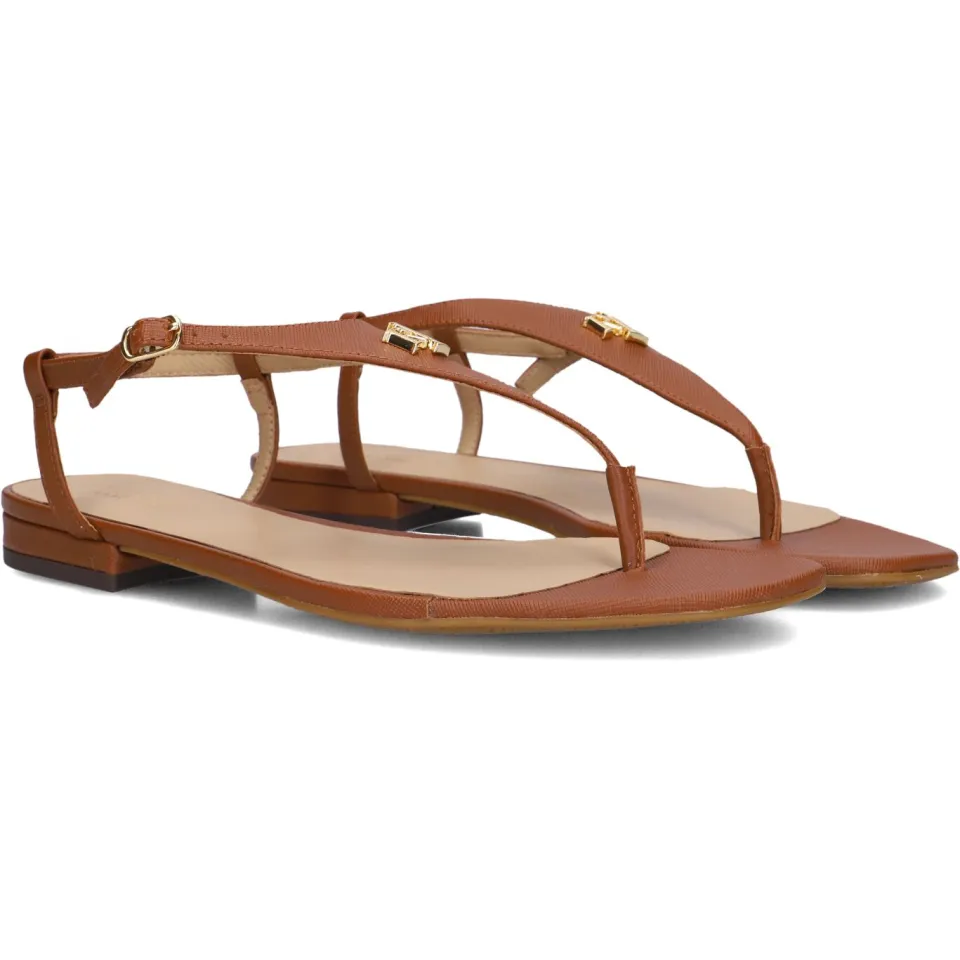 Lauren Ralph Lauren Sandalen Everley 2 Flat Sandal Bruin, foto 3