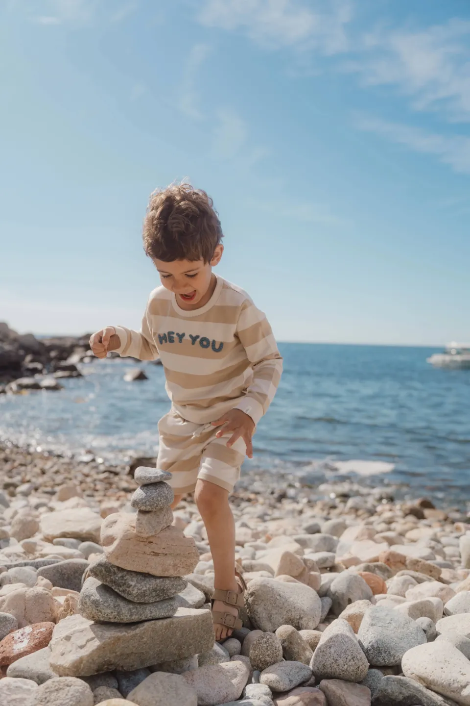 Little Dutch gestreepte sweatshort zand, foto 7