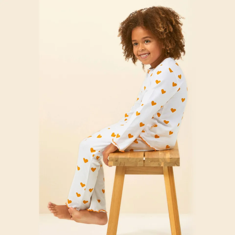 Little Label pyjama wit met hartjes print, foto 4