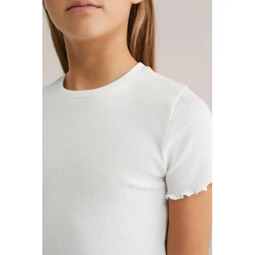 WE Fashion ribgebreid t-shirt zwart, foto 4