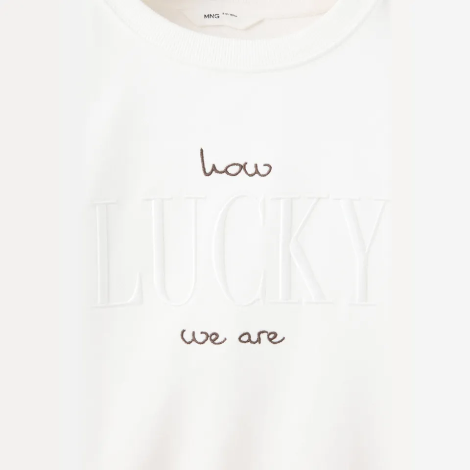 Mango Kids sweater met tekst - ecru, foto 5