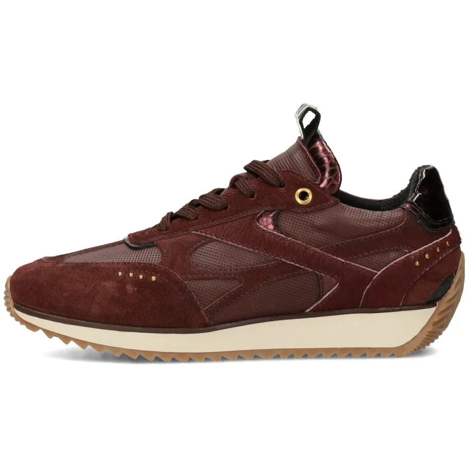 Poelman Valeria leren sneakers met studs - bordeaux