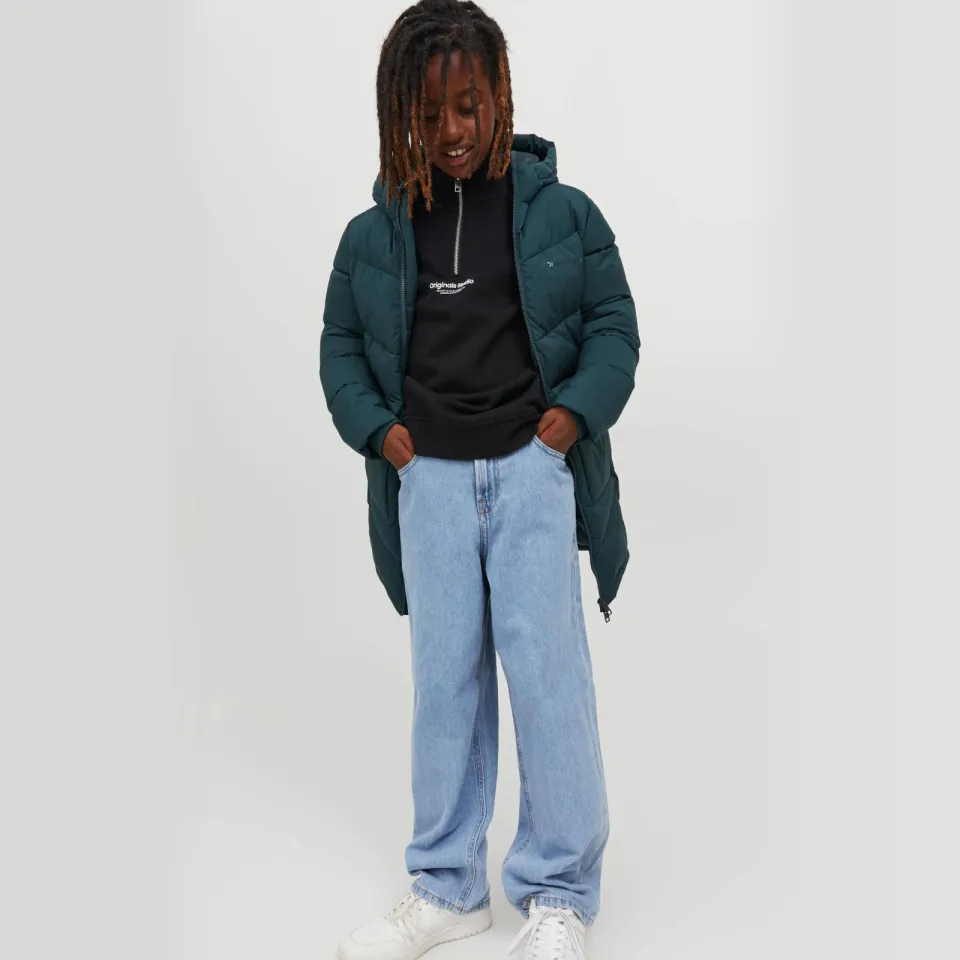 Jack & Jones JUNIOR high waist baggy fit jeans JJIALEX light blue denim