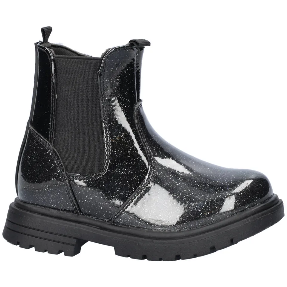 Nelson Kids lak chelsea boots met glitters zwart, foto 2