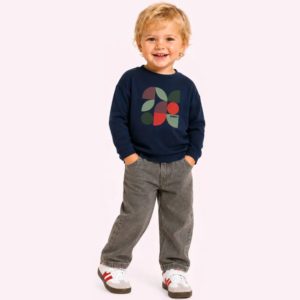 B.Nosy aansluitende longsleeve met print donkerblauw