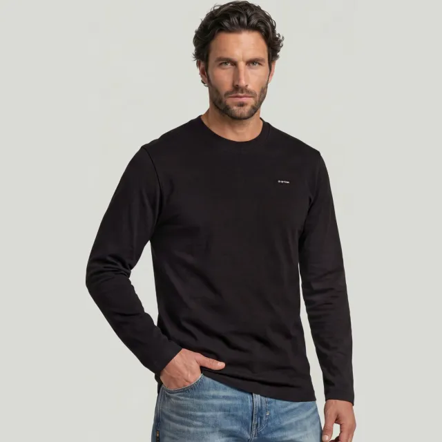 G-Star Raw G-STAR regular fit longsleeve - dk black Zwart