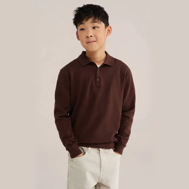 WE Fashion katoenen gebreide trui - roodbruin