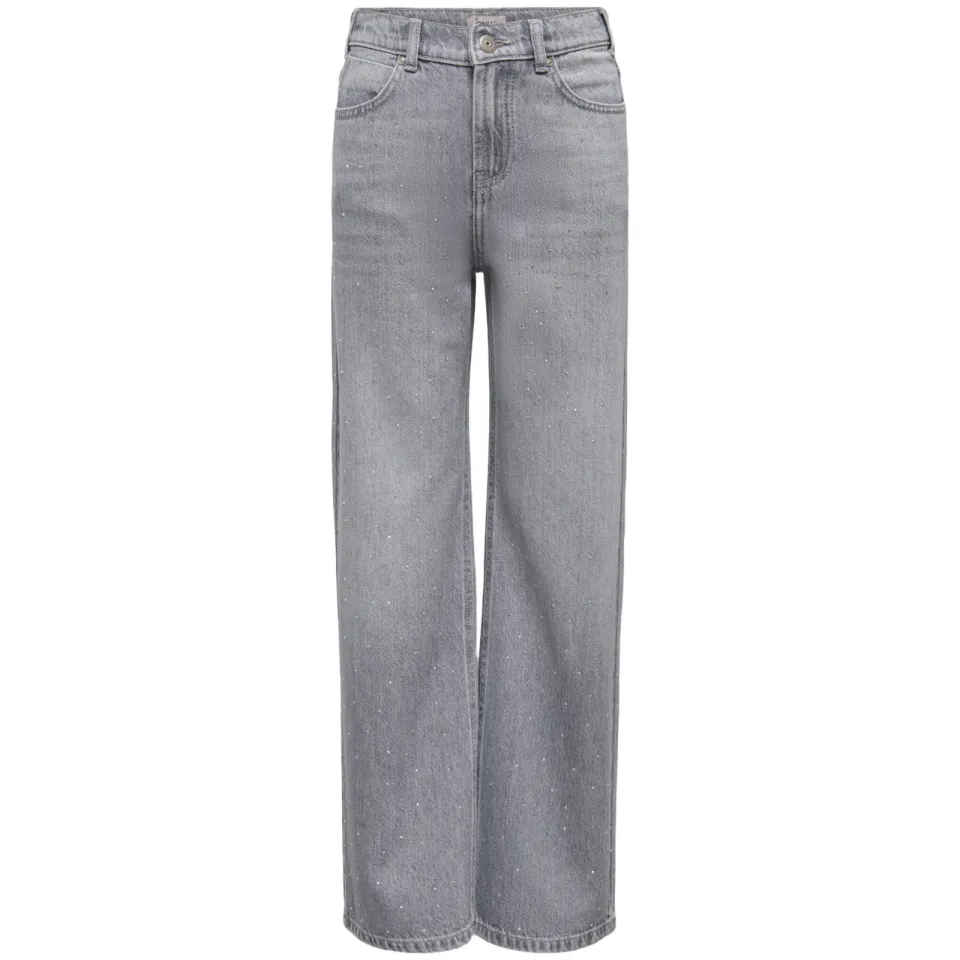 KIDS ONLY GIRL KOGCOBAIN wide leg jeans met strass-steentjes - grijs, foto 2