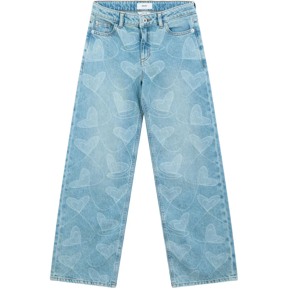 Shoeby wide leg jeans met hartjes - lichtblauw, foto 2