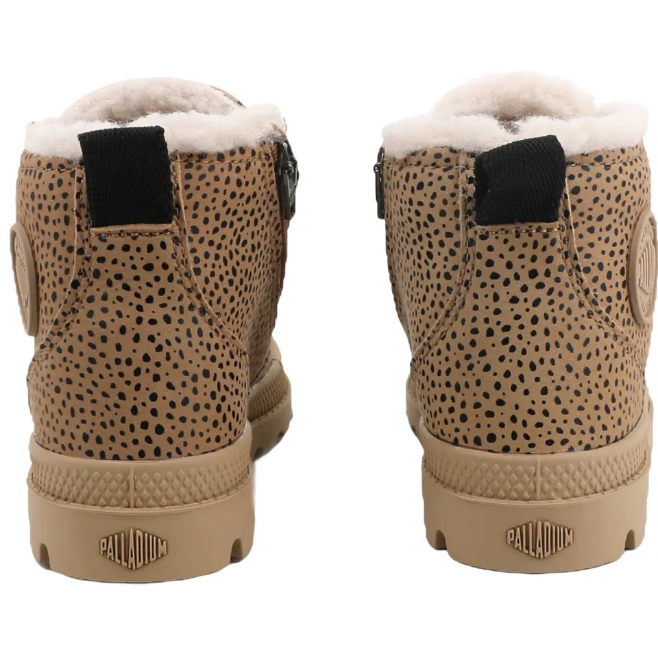 Palladium Peuter/kleuter leren veterschoenen met profielzool en dierenprint - bruin/beige, foto 5