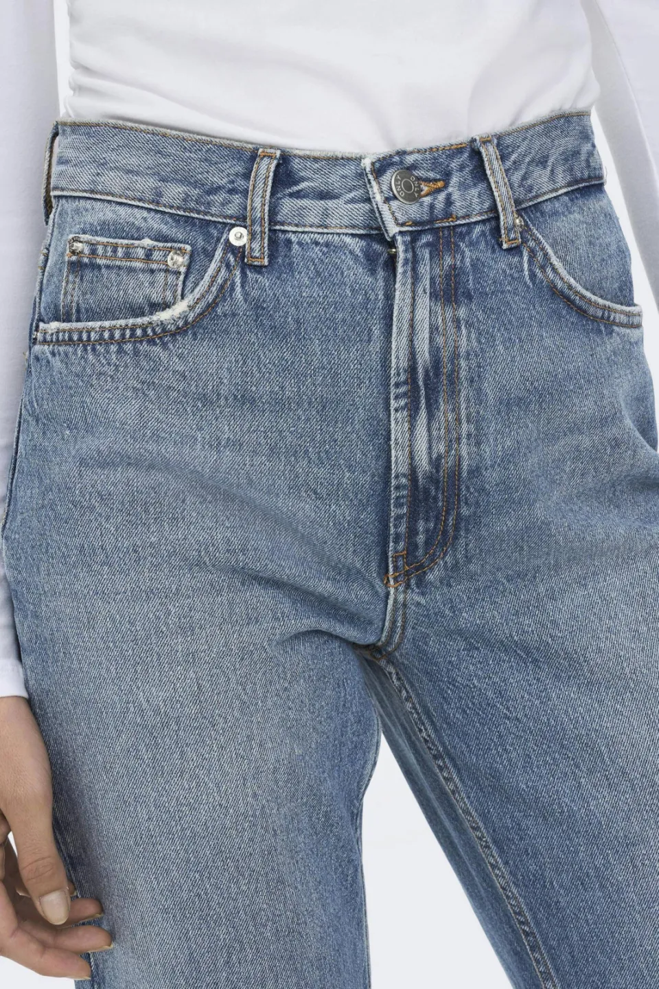 Only high waist straight leg jeans ONLRILEY light blue denim, foto 7