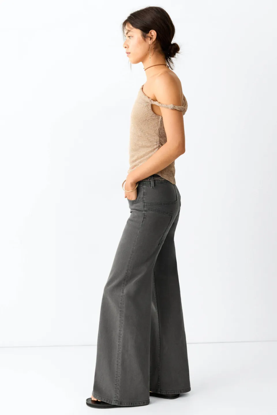 Mango TEEN wide leg jeans - antraciet, foto 4