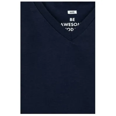 WE Fashion basic T-shirt donkerblauw dark marine, foto 4