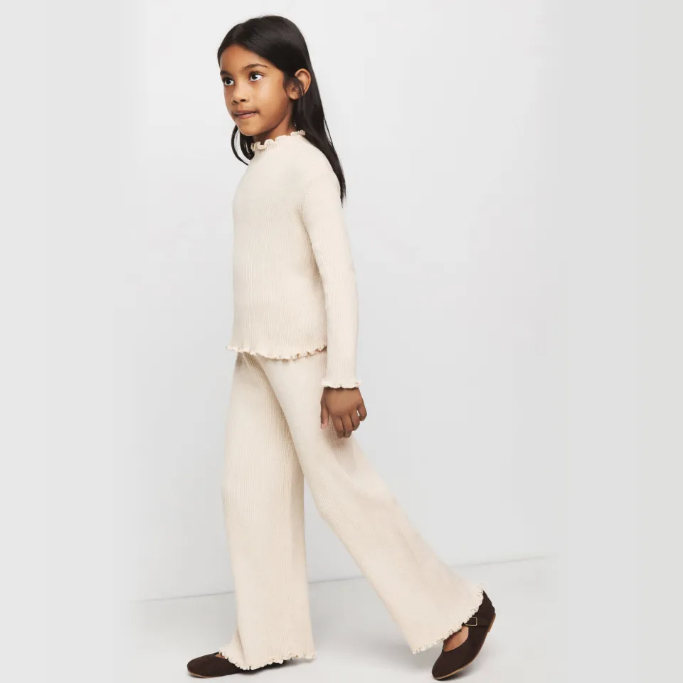 Mango wide leg casual broek beige, foto 3