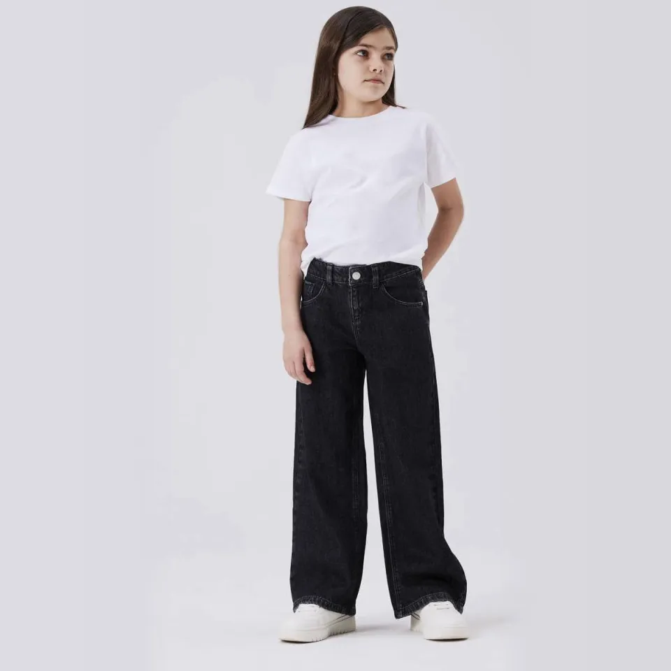 NAME IT KIDS wide leg jeans NKFROSE dark grey denim