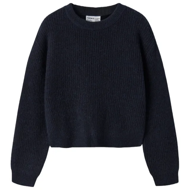 NAME IT KIDS oversized gebreide trui met wol - donkerblauw