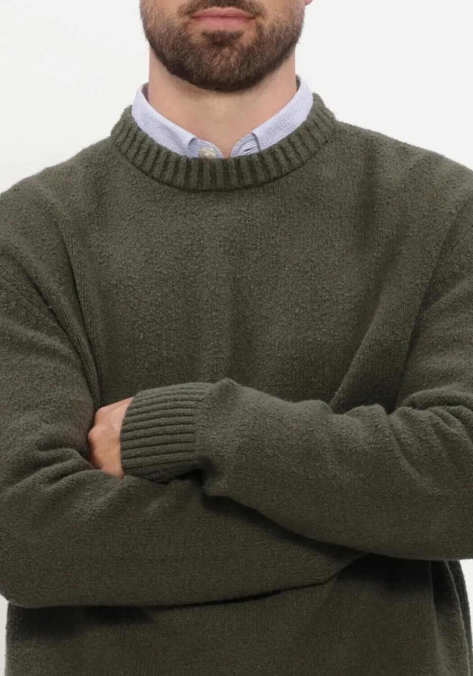 SELECTED MEN Heren Truien & Vesten Slhalex Ls Knit Crew Neck Noos - Donkergroen, foto 4