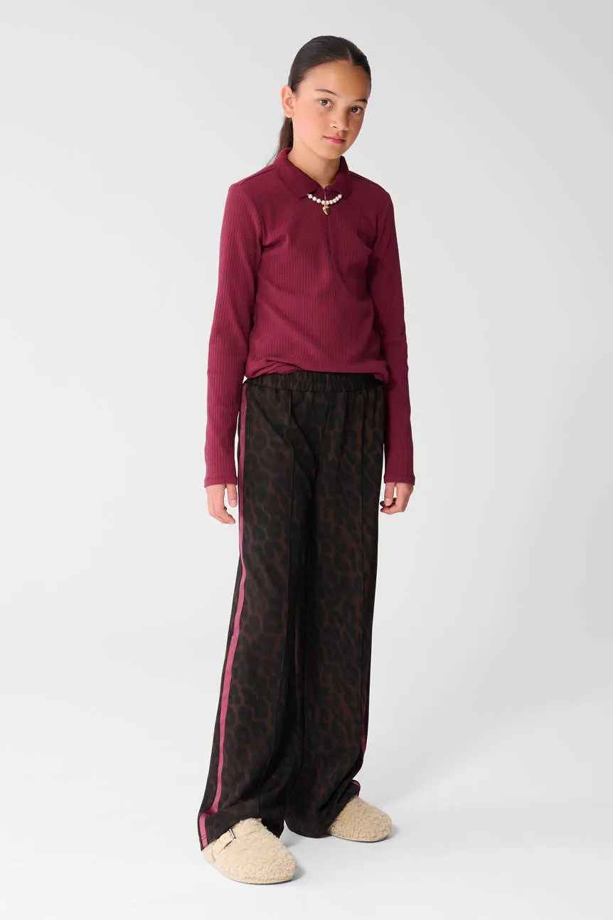 Shoeby casual broek panterprint donkerbruin