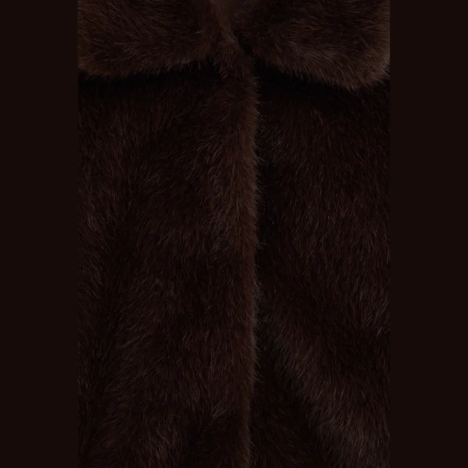 WE Fashion imitatiebont faux fur jas donkerbruin, foto 6