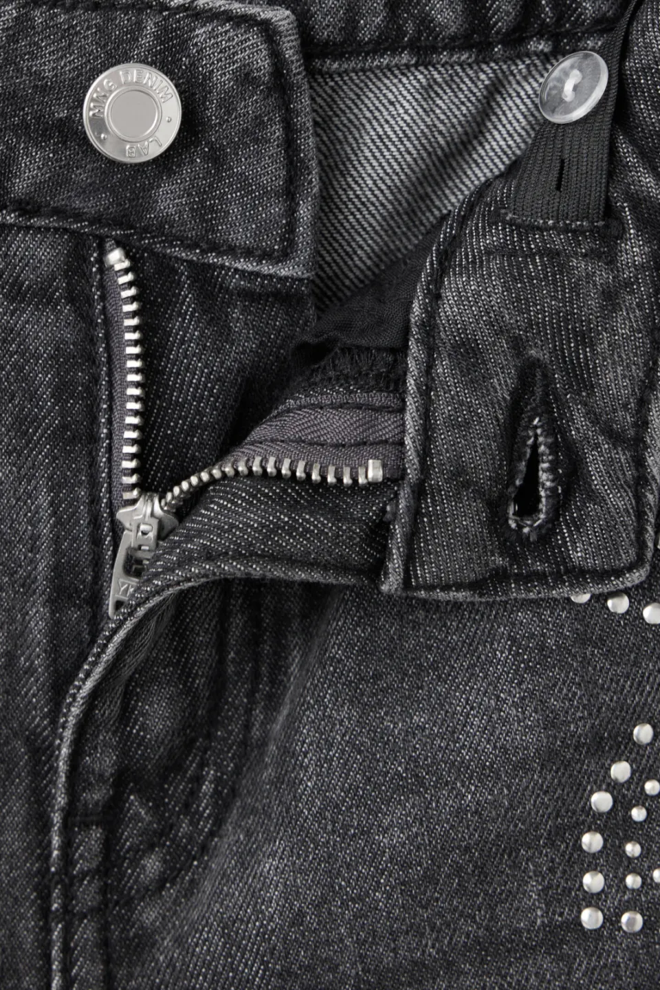 Mango Kids regular waist wide leg jeans met studs en print - grijs, foto 3