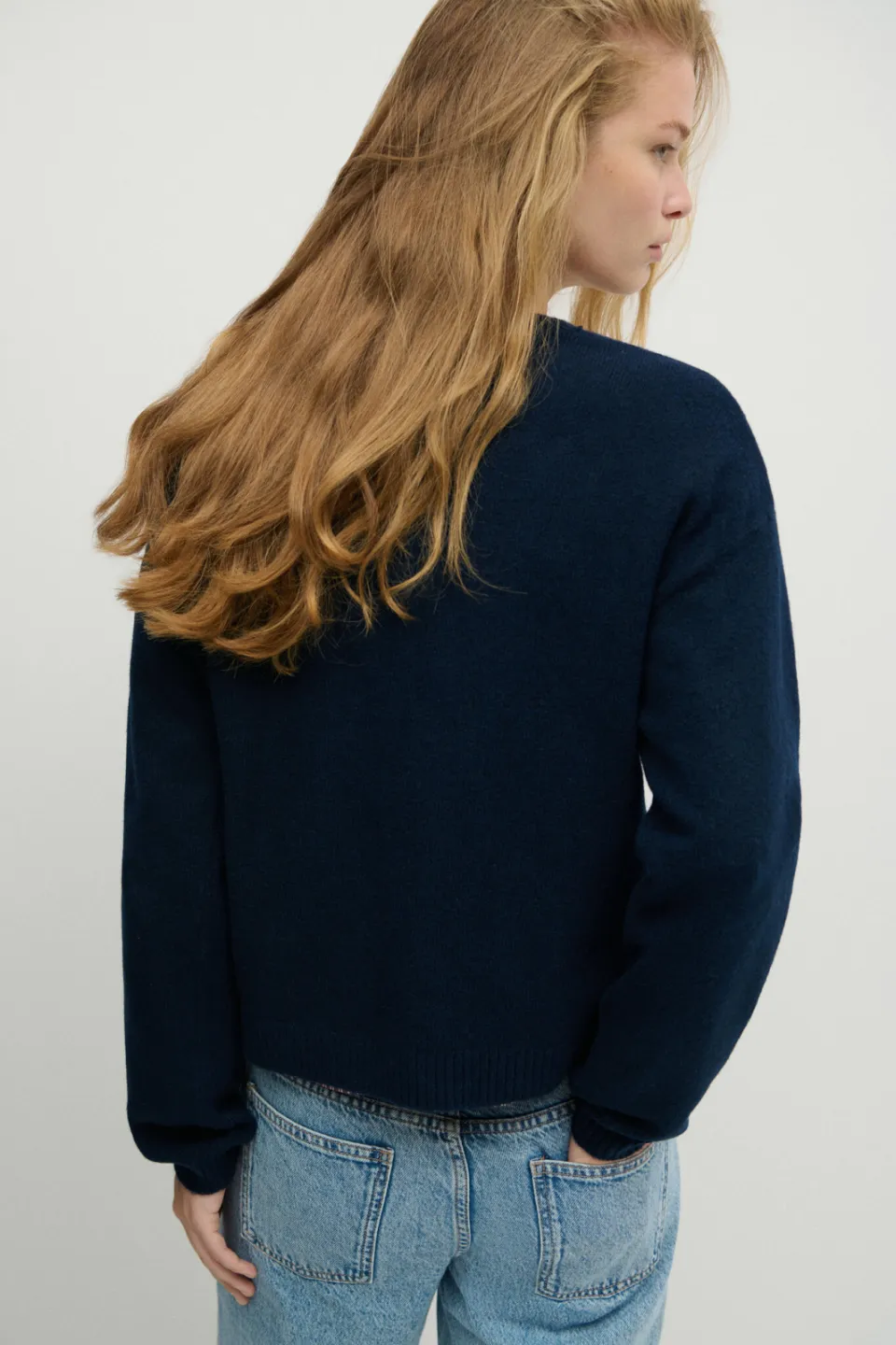 Mango TEEN gebreide trui met wol - marineblauw, foto 4