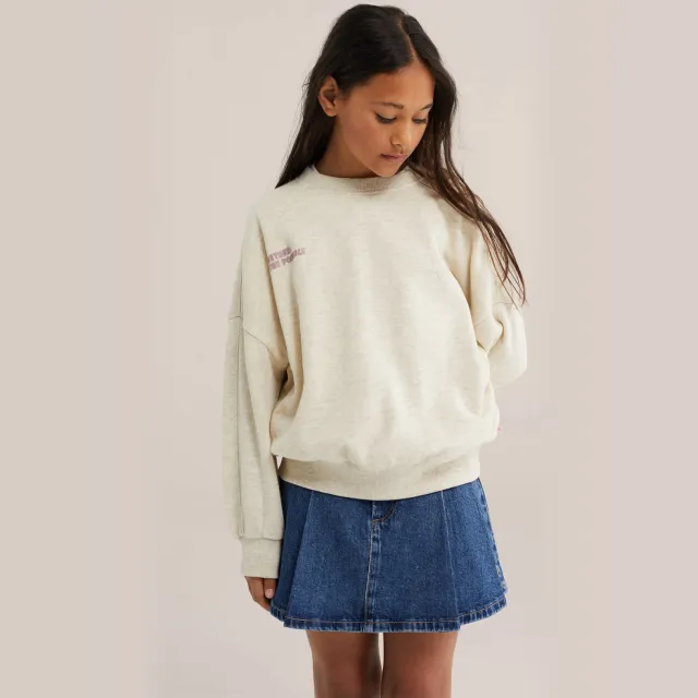 WE Fashion sweater met tekst - beige