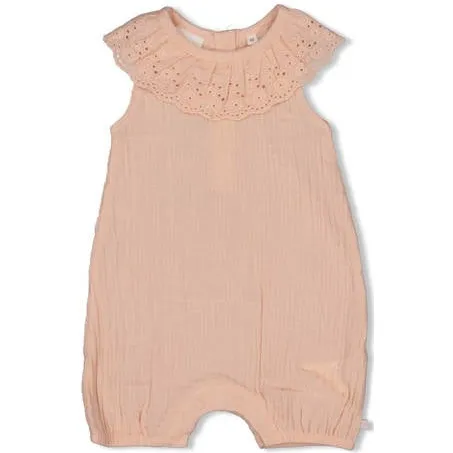 Feetje playsuit Summer Woven roze Meisjes Mousseline Ronde hals Effen