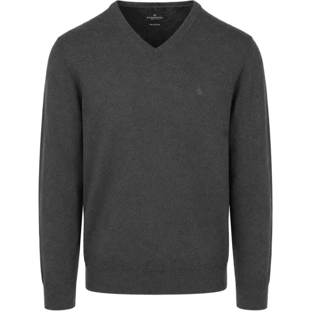 Casa Moda Sweater Casamoda Pullover V-Hals Antra antraciet